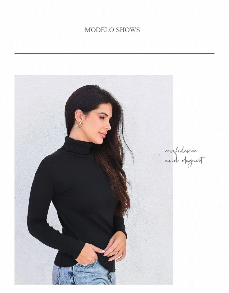 Suéter Cacharrel Feminino Gola Alta em Tricot — Perfeito para o Inverno