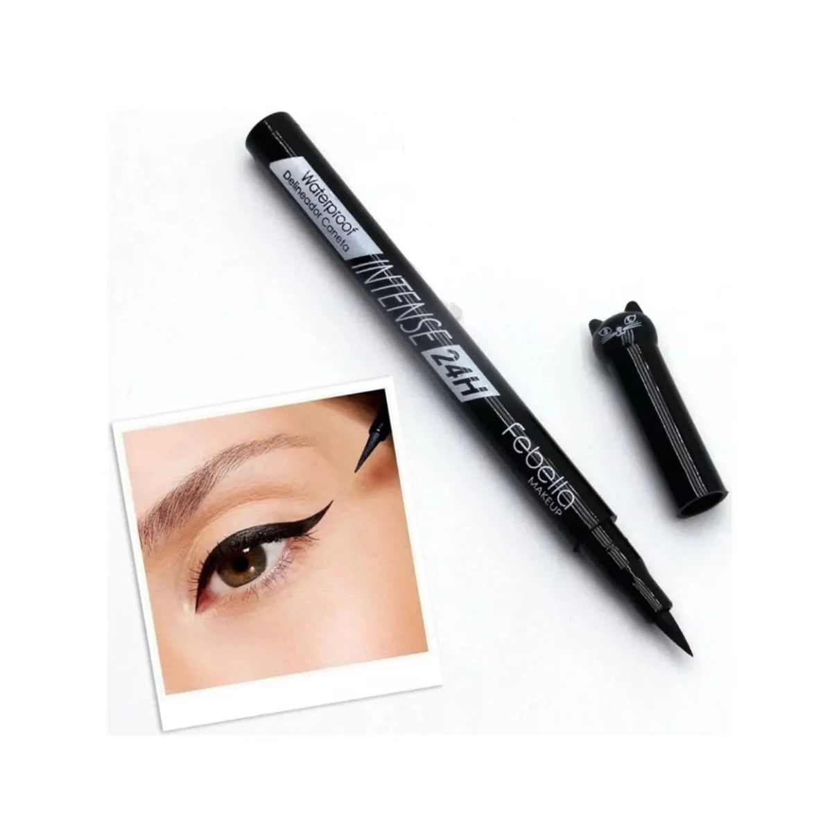 Caneta Delineadora Gatinho Intense 24h Preto Prova D'água - Febella Makeup