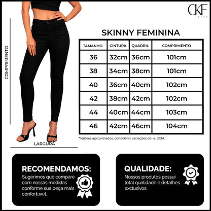 Jeans Skinny Cintura Alta Feminino