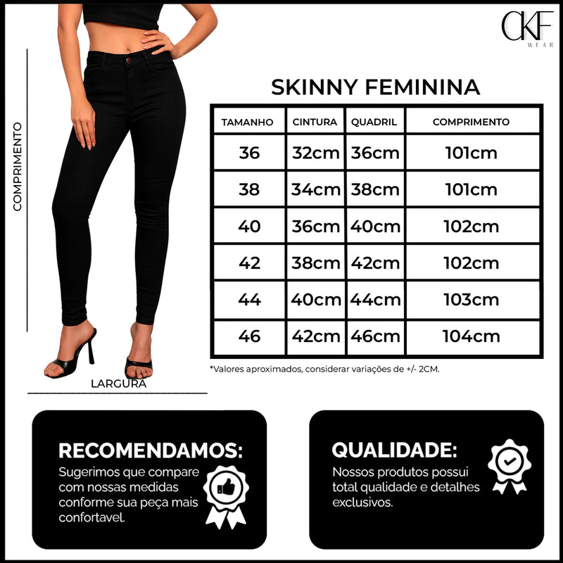 Jeans Skinny Cintura Alta Feminino