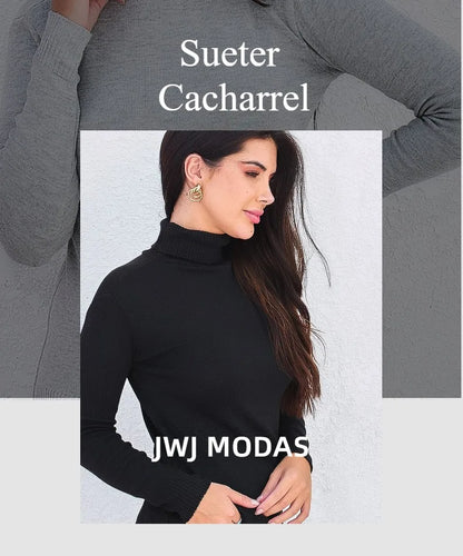 Suéter Cacharrel Feminino Gola Alta em Tricot — Perfeito para o Inverno
